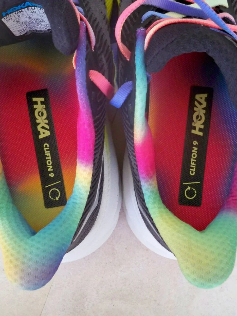 HOKA HOKAS WOMENS SIZE 8B LIKE NEW RAINBOW BLACK - Picture 10 of 13